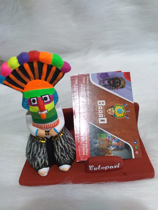 Porta Tarjetas Artesanal con Diseño de Diablo Huma – Cultura y Estilo para tu Escritorio